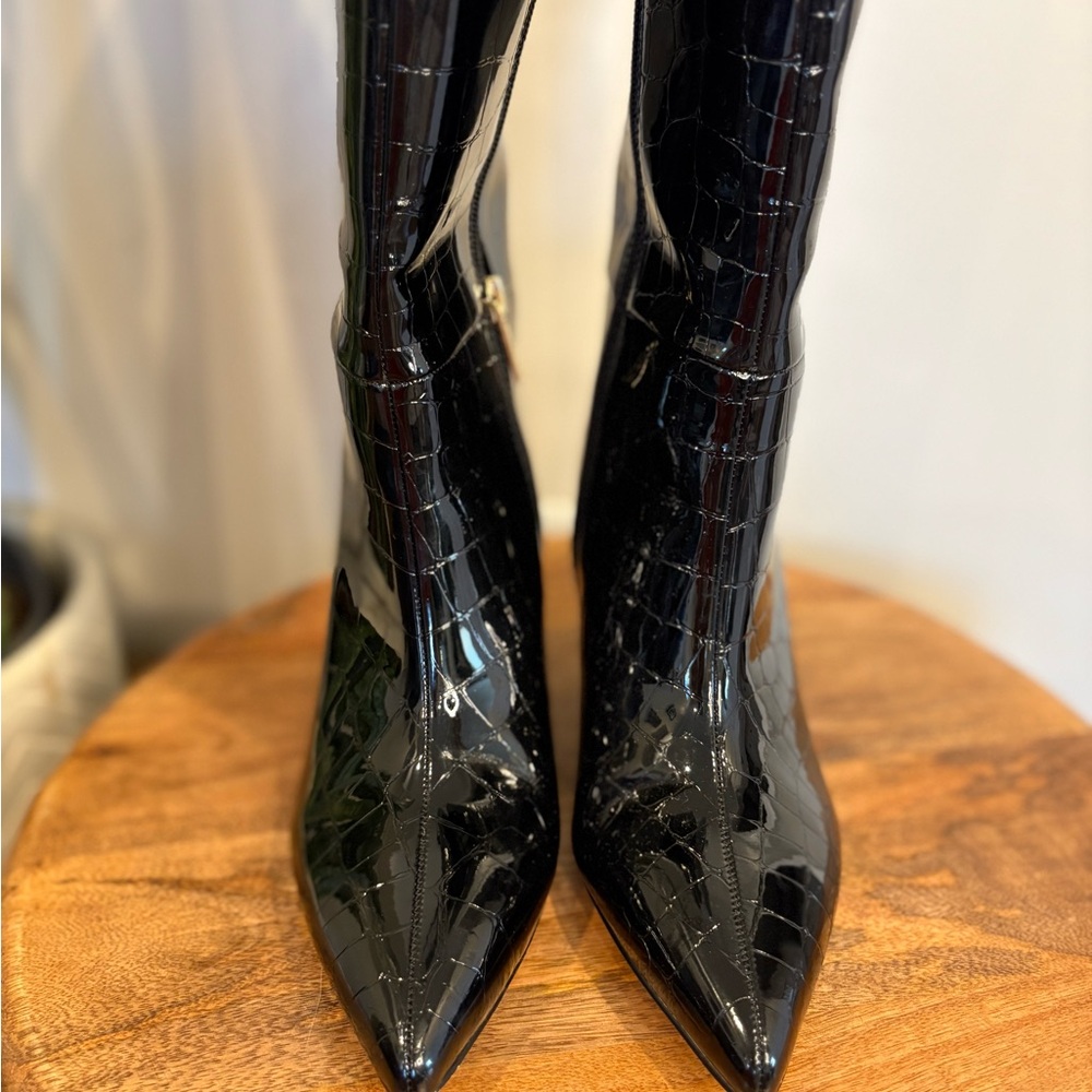 Vince Camuto Croc-Embossed Knee-High Boots - Picture 4 of 8